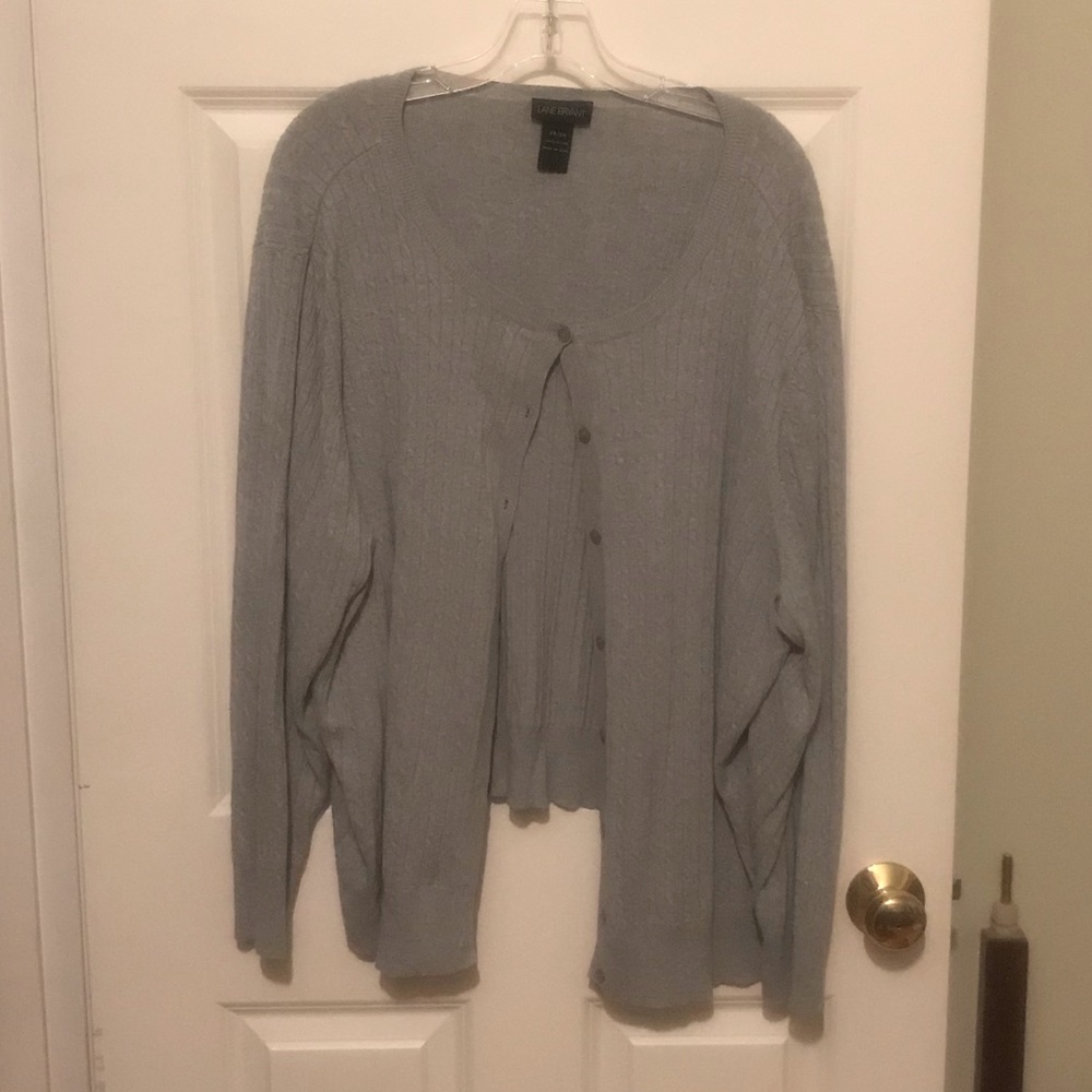 Scoop neck cable cardigan, grey